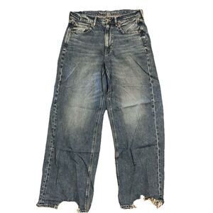 American Eagle Dreamy Drape Super High Rise Baggy Wide Leg Jeans 12 EUC